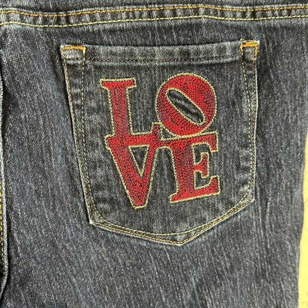 Nobo vintage dark wash jeans embroidered love‎ on back pocket women’s